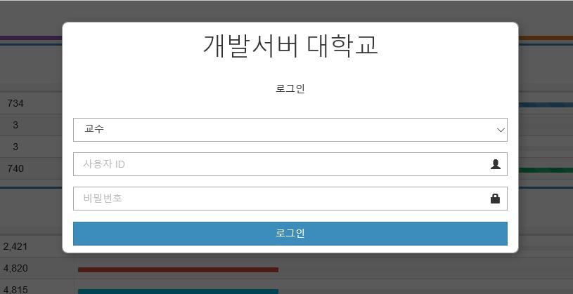 2. 웹기반출결관리시스템 Web-Based Attendance Check System 2.1. 로그인 Login 출결관리시스템또는모바일출석부시스템을이용하기위하여로그인을합니다. Logs in to use the attendance check system or the mobile register system.