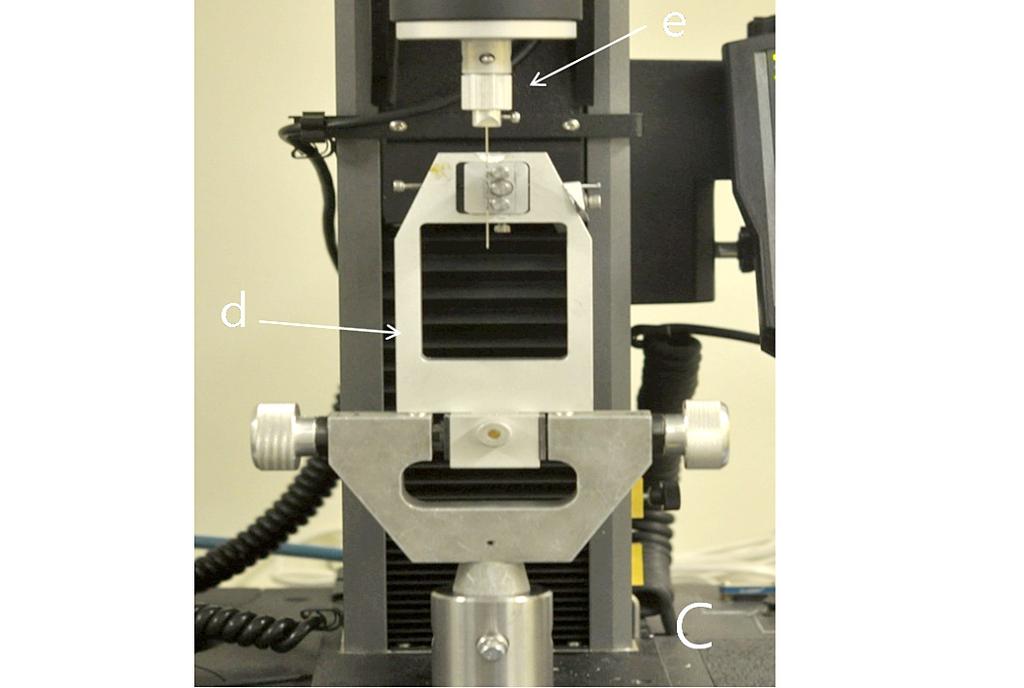 : Tested bracket - wire assembly C : Universal testing machine to