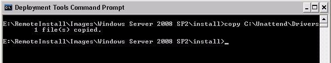 c. cd 명령을사용하여가져온 Windows Server 2008 SP2 또는 R2 폴더로디렉토리를변경한다음 mkdir 명령을사용하여 Unattend 디렉토리를만듭니다. 예 : cd install mkdir Unattend d. cd 명령을사용하여디렉토리를 Unattend 디렉토리로변경한다음 copy 명령을사용하여 ImageUnattend.