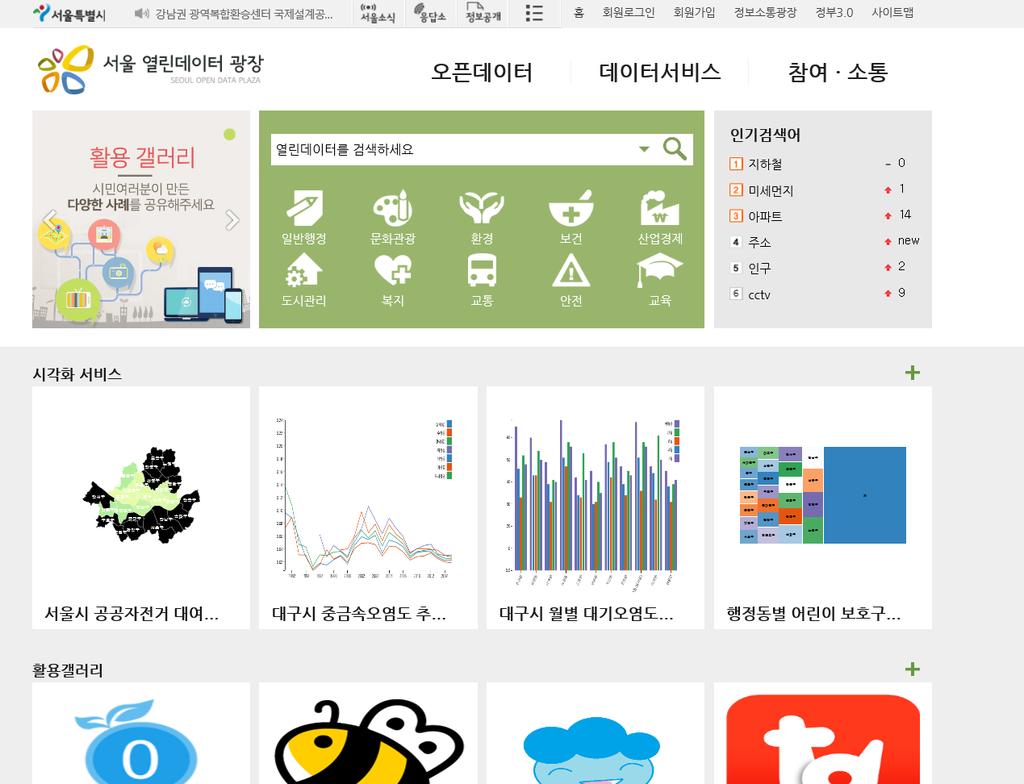 서울열린데이터광장검색후사이트로접속 : http://data.seoul.