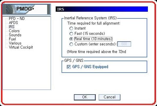 3) IRS 설정 : 비행기의위치를인식하는장치로써, 실제에는 10 분간의기다림 (?) 이요구된다고하는군요.