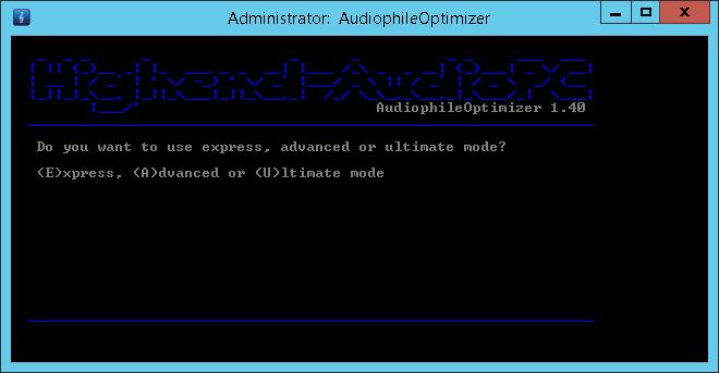 2.4 Audiophile Optimizer 재설정하기 2.4.1 바탕화면에있는 Audiophile Optimizer 아이콘을더블클릭하여재실행하고아래의화면이표시되면 C 를입력하여계속 진행합니다. 2.4.2 아래와같이설정방법선택화면이표시되면 E 를입력하여 Express mode 로 Audiophile Optimizer 를재설정합니다.