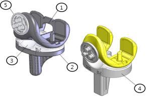 - 고정형전치환용인공슬관절 (Primary LOSPA Knee System Fixed Type) - 회전형전치환용인공슬관절 (Primary LOSPA Knee System Mobile Type) - 재치환용인공슬관절 (Revision LOSPA Knee System) - 금속보강부속장치 (Augments system) 1) 전치환용인공슬관절 (Total