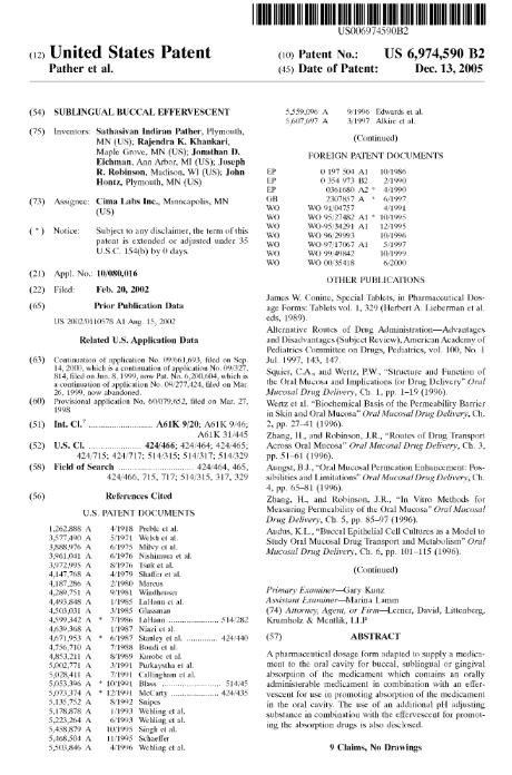 국제 IP 분쟁이슈보고서 ㅇ US 6,974,590➍ : The present invention relates to pharmaceutical compositions and more particularly to pharmaceutical compositions for oral administration of a medicament which contain