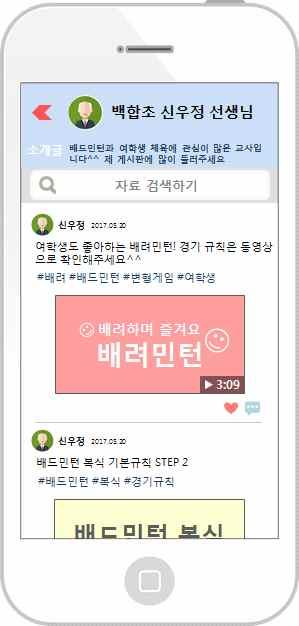 Ÿ Ÿ Ÿ 각교사의이름은하나의브랜드 ( 상표 ) 역할을한다. 교사마다연구하는분야나관심있는분야가다를수있고, 주로게시하는자료의형태 ( 동영상자료, 사진자료, 지도안등 ) 가다르기때문에자신의분야에서꾸준히자료를만드는교사의경우그이름이많이알려질수있다. [5-2] 글마다공감하기버튼과댓글달기기능을더해많은사람들의공감을얻은교사의게시판은상위에보이게하였다.