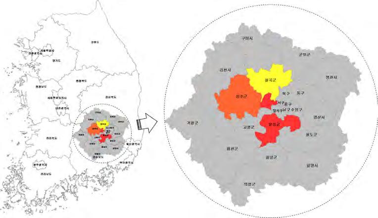 16 무주~ 대구고속도로( 성주~ 대구) 건설사업 예비타당성조사 그림 영향권설정결과 주간접영향권달성군직접영향권성주군직접영향권칠곡군직접영향권 기본자료의수정 존세분화및기준연도 O/D 수정 사업구간이통과하는성주군성주읍, 선남면, 칠곡군왜관읍, 달성군하빈면교 통수요의사업노선이용행태를합리적으로반영하기위해사업노선의 JCT, IC 가위치한성주군의성주읍과선남면,