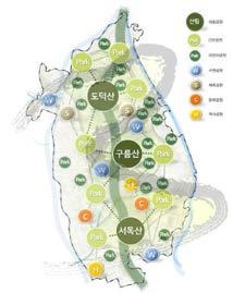 GWANGMYEONG CITY LANDSCAPE PLANNING 8 광명공원녹지계획 산( 山 ) 수( 水 ) 화( 花 ) 의풍경이어우러진숲의도시, 자연과문화가어우러진문화도시 Green e:um ( 이음) 광명을미래상으로설정함 숲의도시, 물의도시,