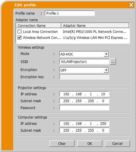 4 내연결등록 자주사용하는프로파일하나를 My Connection( 내연결 ) 으로등록할수있습니다. 일단데이터가등록되면내연결을선택하기만하면네트워크로연결됩니다. 다음을클릭합니다. [My Connection]. Add My Connection ( 내연결추가 ) 화면이나옵니다. 현재선택되어있는내연결을위한프로파일데이터가표시되고, 목록에선택란이나옵니다.