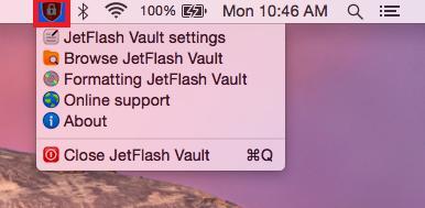 5. JetFlash Vault 옵션 (Mac) JetFlash Vault