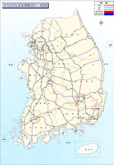 72 제주시구국도대체우회도로( 회천~ 신촌) 건설사업 타당성재조사 그림 Ⅱ 도로망및철도망계획 전국간선도로망 전국간선철도망