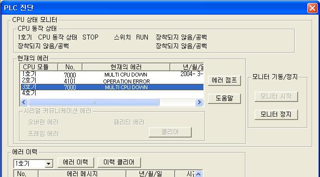 14 멀티 CPU 시스템의시스템구성 포인트정지에러가발생하면에러를검출한호기가 MULTI CPU DOWN 의정지에러가됩니다. 에러검출타이밍에따라최초에정지에러가된호기가아닌호기에서 MULTI CPU DOWN 이된호기의정지에러를검출하고, MULTI CPU DOWN 이되는경우가있습니다.