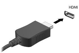 비디오또는오디오장치를 HDMI 포트에연결하려면다음과같이하십시오. 1. HDMI 케이블의한쪽끝을컴퓨터의 HDMI 포트에연결합니다. 2. 케이블의다른한쪽끝을장치제조업체의지침에따라비디오장치에연결합니다. 3. 컴퓨터에연결된디스플레이장치간에이미지를전환하려면 fn+f4 를누릅니다.