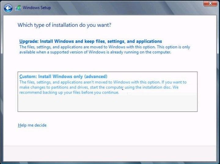 로컬 또는 원격 매체를 사용하여 수동으로 Windows Server 2012 R2 설치 Which Type of Installation Do You