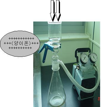 제 2 장연구방법 2.1 양이온필터제작및농축 양이온 (Al 3+ ) 필터를만들기위하여그림 1과같이밀리포아여과기세트에 Nitrocellulose membrane 필터(0.