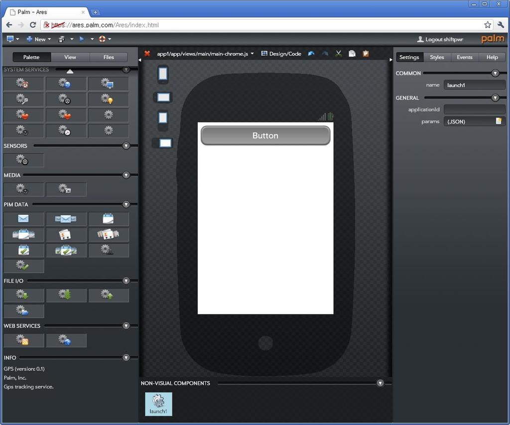 3. webos Features SDK Ares * IDE Menu - WYSIWYG 및 Code Editor 화면전환 - Create Project - Save - Launch Emulator - Help Browser-based, web-hosted development environment for the creation of webos