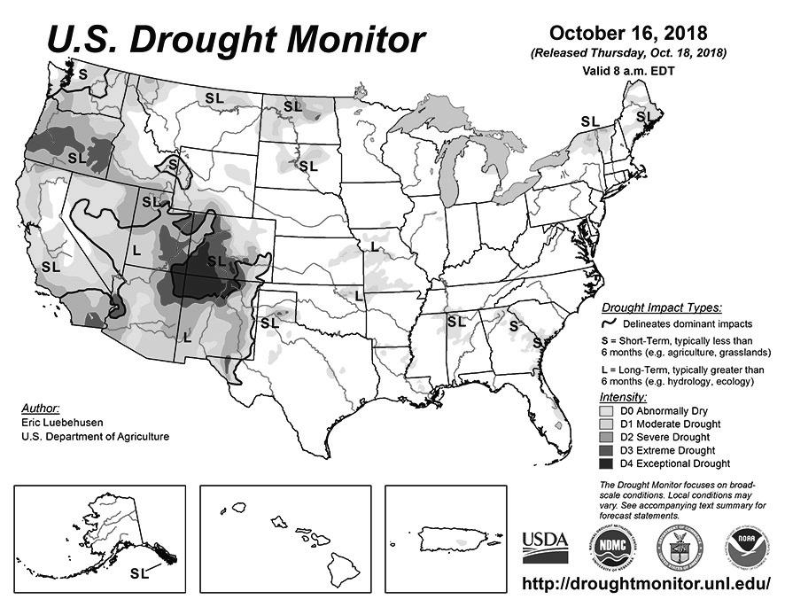 해외곡물시장동향해외곡물산업포커스해외곡물시장브리핑세계농업기상정보부록 렸다. 아리조나일대에서는 10월 1~2일동안 2~4인치내외의비가내렸다. 한편, 북부의몬타나, 미네소타, 다코타등에서는추위가찾아와기온이평년에비해최소 10 F 이상낮은날씨가이어졌다.
