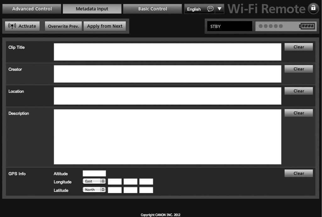 메타데이터사용하기 Wi-Fi Remote 를사용하여사용자메모설정하기 98 필요한준비를마친후 (A 51) Wi-Fi Remote 애플리케이션을사용하여사용자메모프로필을생성하고 Wi-Fi 기능기기에서카메라로전송할수있습니다.