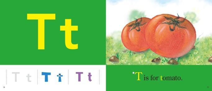 ( 소문자 t 을가리키며 ) Small letter t. ( 회원의말을유도하며 ) T is for C:.. tomato. T: Look! It s raining.