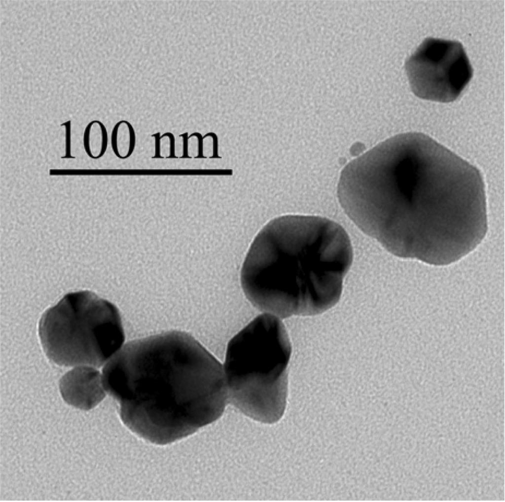 Silver/PMMA 나노복합체의합성과특성 347 Fig. 2. TEM images of silver nano-particles. 그림에나타낸바와같이은나노콜로이드용액에나타난최대흡수파장은 423 nm로나타났으며이결과는전형적인나노미터크기를가지는은입자가나타내는흡수파장으로서콜로이드용액에나노크기의은입자가존재한다는사실을확인할수있었다. 14,15 또한 Fig.
