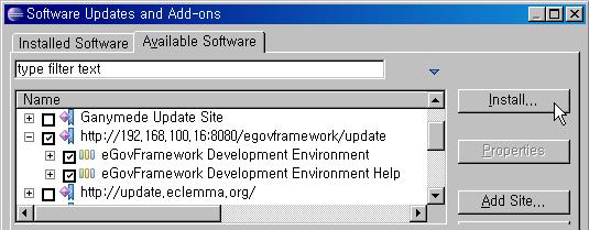 Available Software 목록우측에있는 Add Site 버튼을클릭한다. 3. Location 입력항목에 http://192.