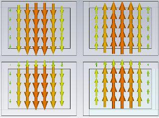 11 shows the electric fields of the input waveguides for the sum pattern, the azimuth difference pattern, and the elevation  Polarities of the input waveguide excitation are shown in Fig. 3.