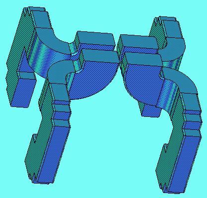 Fig. 4.2 Connecting bend combinations Fig. 4.13 shows the reflection coefficients of the designed monopulse comparator. Output ports' (ports 1-4) simulated reflection coefficients shown in Fig. 4.13(a) are all less than -20 db and input ports' reflection coefficients shown in Fig.