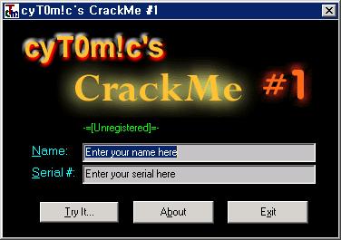 0x09 CTM-CM #1 Crackme: http://beist.org/research/public/crackme10/ctm-cm1.zip Keygen: http://beist.org/research/public/crackme10/ctm-cm1-keygen.