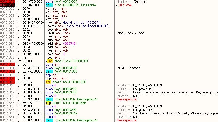 릶약 EAX Register의값이 0과같다면 004012DF로분기하게됩니다. 004012DF는 [ 그린10-2] 에서확인핛수있습니다.