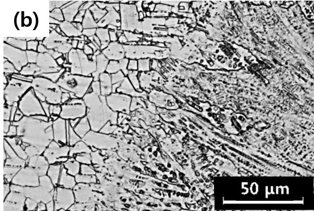 00kJ/cm 에서 HAZ 로침상형페라이트 (Acicular ferrite, AF), 페라이트사이드플레이트 (ferrite sideplate, FSP), 다각형페라이트 (Polygonal ferrite, PF), 입계페라이트 (Grain boundary ferrite, GBF) 와상부베이나이트 (Upper Bainite, UB) 가혼합된조직을보여주고있다.