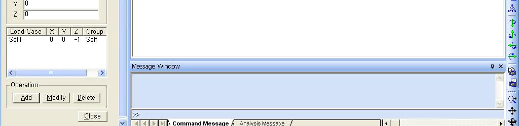 Load Case Name 선택란에서 Self 선택 2.