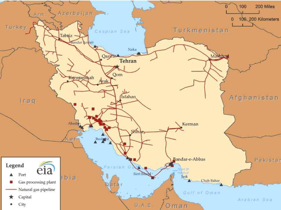 < 이란의주요가스전및관련인프라현황 > 인접국인이라크와달리총가스생산량의약 80% 이상이비-수반가스전에서생산 자료 : EIA ㅇ현재신규가스매장지발견이이란정부의에너지정책에서우선순위에있는것은아니지만, 지난 2011년에만상당한규모의가스전 4개가발견됨.
