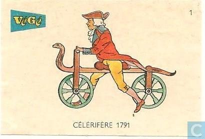 2. 몇가지주요과정 2.1 근력추진 Muskelantrieb 1791 : 최초의자전거콩트메데드시브락의셀레리페르 (Celerifere, 빨리달리는기계 ) 바퀴 : 나무 슈발드보아 Cheval de Bois ( 목마 ) 로도불림.