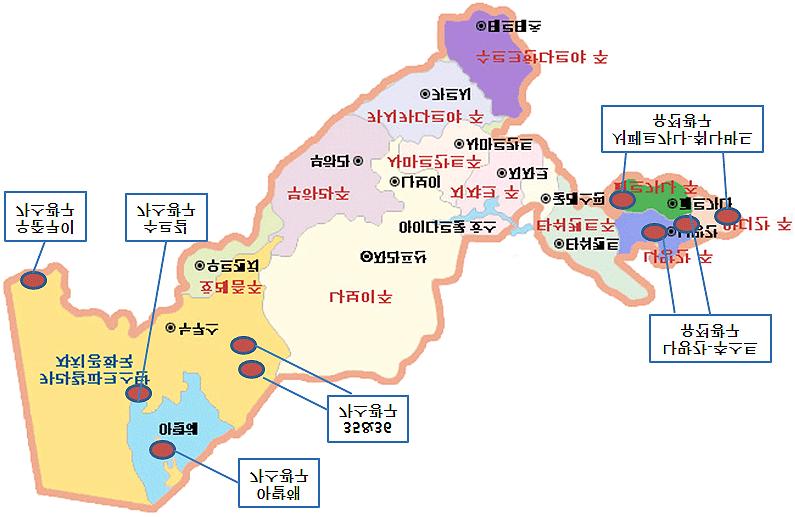 2. 한국기업의자원개발진출현황 1> 한국기업자원개발프로젝트추진현황 No 개발광구광종참여시기사업단계공사지분 ( 한국) % 투자비( 억원) 1 자파드노금 2006 철수 20 (50) 5.8 2 잔타우르우라늄 2006 탐사 50 알수없음 3 아랄해 (Aral Sea) 가스 2006 종료 10.