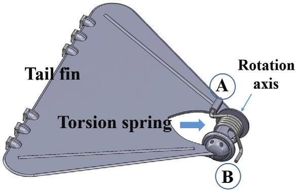 Fig. 1 은설계된로봇의도면이다. 로봇은추력을발생시키는부분 (Flipper) 과구동기와전자부품을포함하고있는몸통부분 (Main Bod) 으로구성된다. 꼬리는직진운동시로봇의선수동요 (Yaw) 를감소시키는역할을하는수직꼬리지느러미 (Vertical Fin) 와횡동요 (Roll) 를감소시키는꼬리지느러미 (Tail Fin) 로구성되어있다.