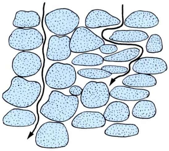 9. 토양내수분이동 (Water Flow through Soil) 포화수분이동 (Saturated Flow) 사질토양과식질토양에서의물의흐름비교 Source: 김계훈외, 토양학,127쪽 토양속으로물의이동율을조젃하는요인 토양구조 : 입단구조 (large water-stable aggregate, granular structure) 를갖는 fine -