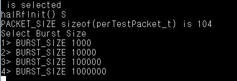 하나의보드를 5 번을눌러서 PER Test appreceiver( 리시버 ) 상태입니다.