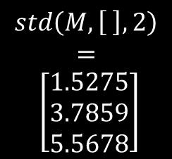 열방향으로원소들의분산계산 std(m) :