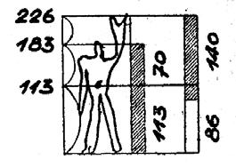 < 그림 3 참조 > 그의걸작들은대부분 1940 년대후반기이 후에설계되었는데, 그작품들의모든치수 - 건축골조, 내부공간 안목치수ㆍ가구ㆍ내외장재등모듈러와연관되어설계되었다. < 그림 3> 인간척도의모듈러 < 그림 4> 모듈러 -Ⅱ 그는후반기에일반스케일대신모듈러띠를애용하였으며, 회화에서도시계획에까지모듈러를적용하였고, 되었다.