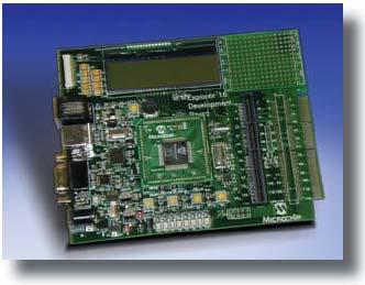 Motor Control 1.3.2.4 Explorer 16 Development Board PIC24 마이크로컨트롤러및 dspic33f 디지털신호컨트롤러제품군의기능및성능을평가하는데사용되는저가개발보드로서, 주요설계요구를신속하게개발및검증할수있도록지원하는데모보드이다.