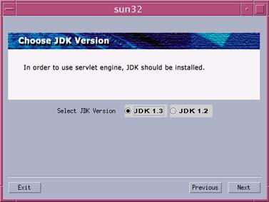 WebtoB 설치프로그램은 J2EE 1.2 Extention for jdk1.3, J2EE 1.2 Extention for jdk1.3 두개의 Install Set 을가지고있으며, 한개의 Install Set 만을선택할수있다. 각 Install Set 의특성은다음과같다. JDK 1.3 WebtoB 와함께 Java Version 1.3.0 과호환성을갖춘 WebtoB Servlet Engine 을설치한다.