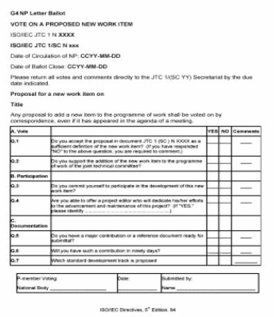 Sample: G4 (NP Ballot ) G4: NP Letter Ballot NP