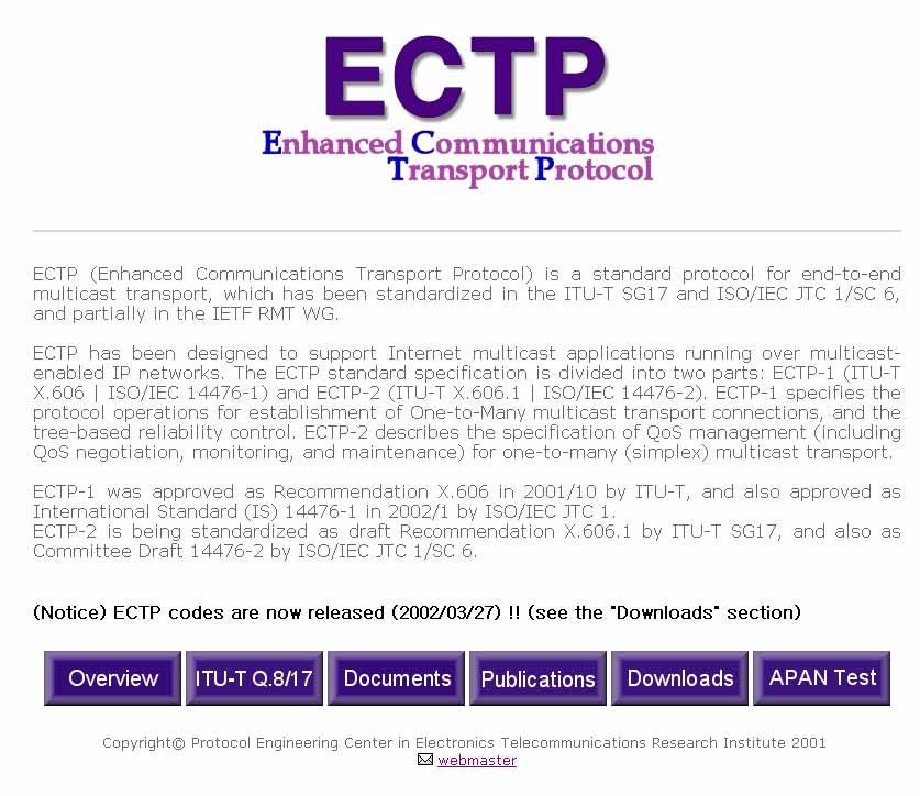 ECTP Homepage http://ectp.etri.