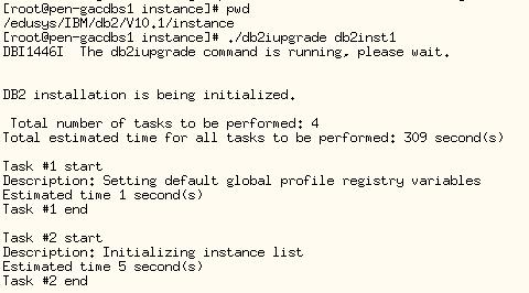 Upgrade Step 인스턴스업그레이드 DB2 10.1 설치경로의 instance 폴더에서 db2iupgrade 명령을수행 - DB2 10.