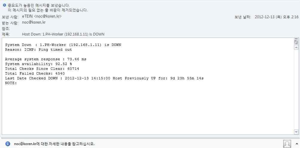 SNMP 를이용하여 Interface 의 Traffic 을 Graph 로생성하여나타낼수있다. [ 그 림 3] 와같이 Graph 를통하여 Traffic 의유입상황과현재네트워크상태를확인할 수있다.