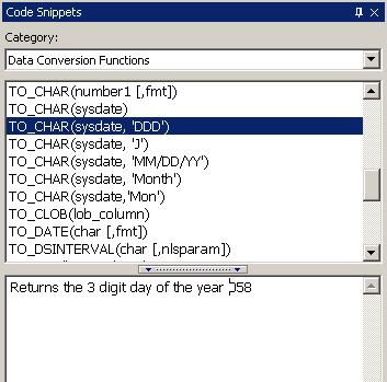 개발생산성향상을위한기능 Code Snippets Oracle