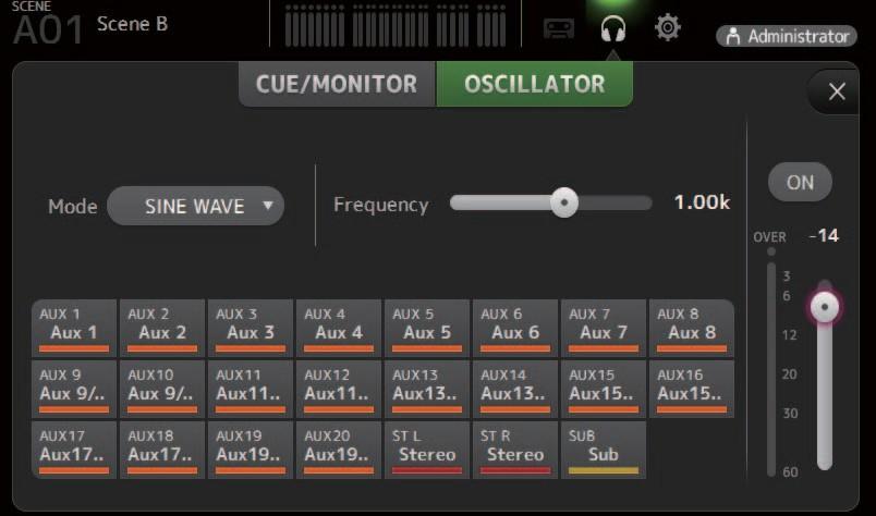 SINE WAVE 오실레이터모드 진동수 사용가능한변수치 BURST NOISE 너비 ( 각잡음버스트의지속시간 ) 및간격 ( 잡음버스트사이의무음길이 ) PINK NOISE 없음 3