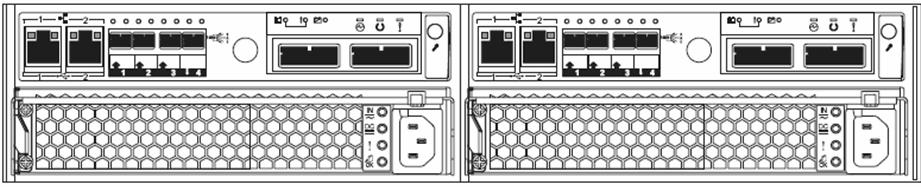 전체 4U 시스템 IBM CDV 구성 (Physical Appliance) Node 1, 2 와 Cache Battery 로구성되어있으며, 데이터저장을위한 SAN 스위치와스토리지로 구성되어있습니다.