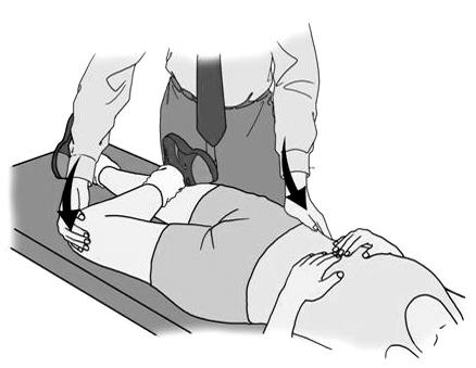 (B) Commonly used physical test for sacroiliac joint