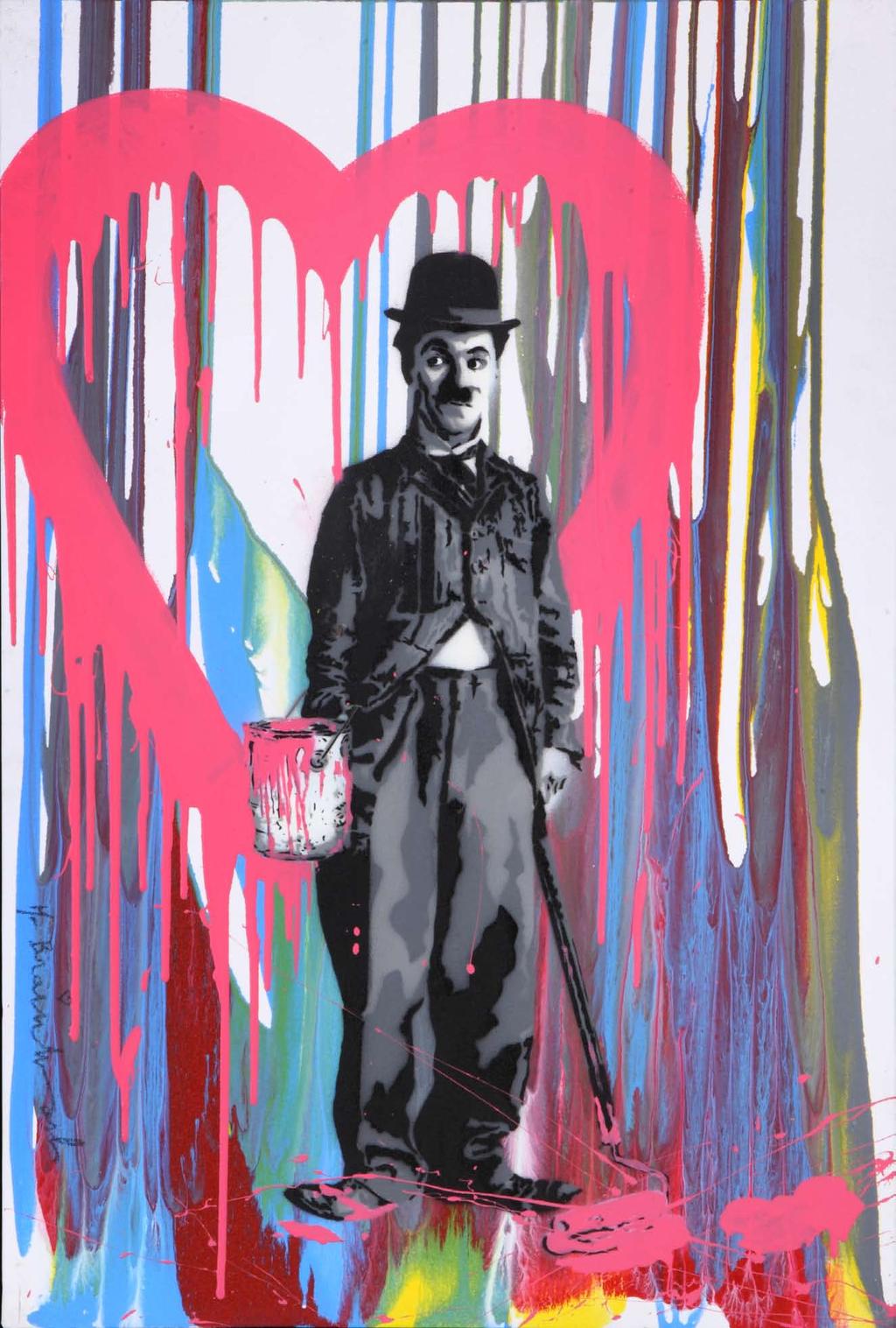 Charlie Chaplin Stencil and mixed media