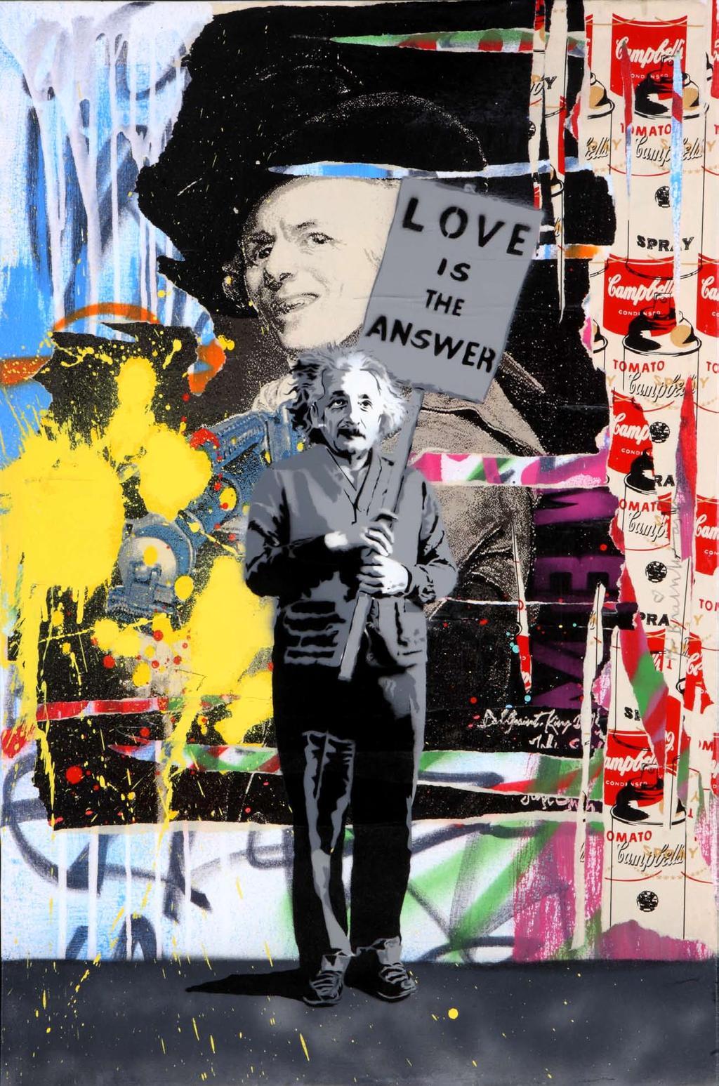 5 x 61 cm Einstein Stencil and mixed